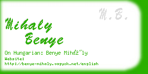 mihaly benye business card